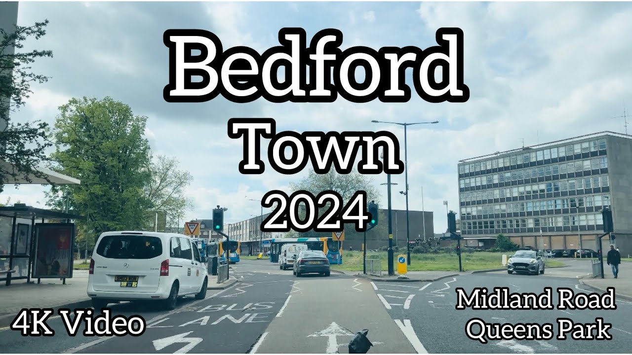 Bedford Town - drive through - sunny day 4K Video 2024