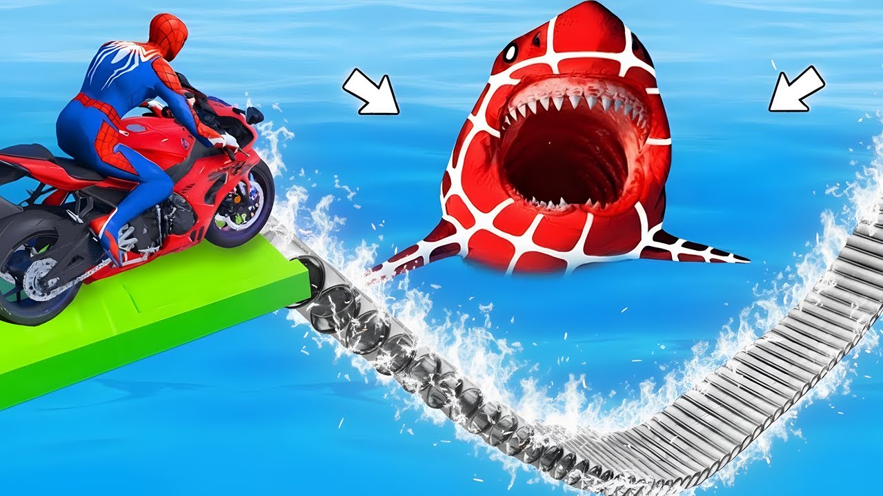 Superheroes vs Spider-man Ride on Motorcycle Stunt | GTA 5 Funny Moments