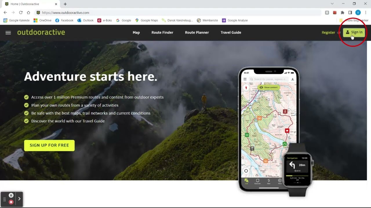Outdooractive, kapitel 1: Installering og login