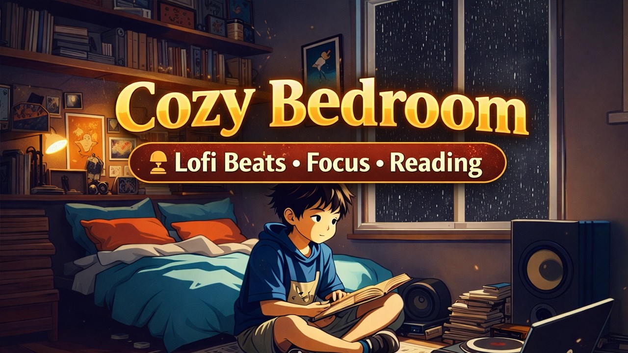 Rainy Night Bedroom ☕ Lofi Beats for Studying & Deep Focus
