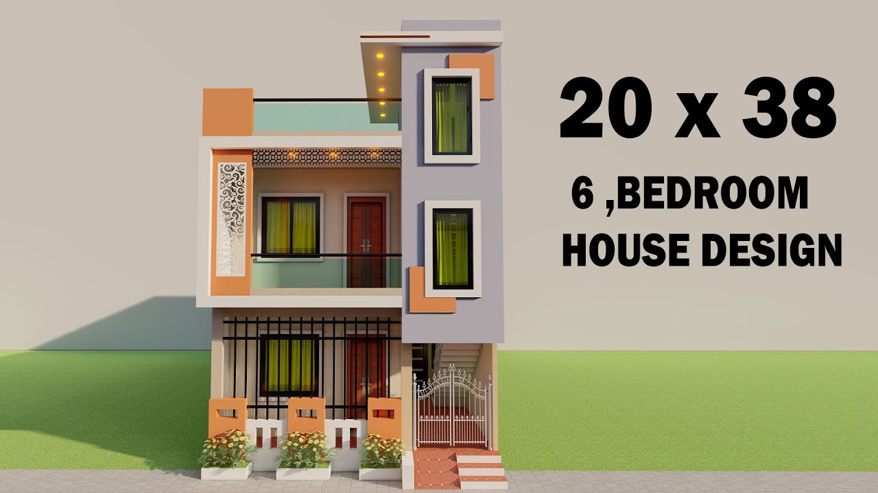 6 Bedroom bike parking house plan,20*38 duplex makan ka naksha,3D house elevation,house map in 3d