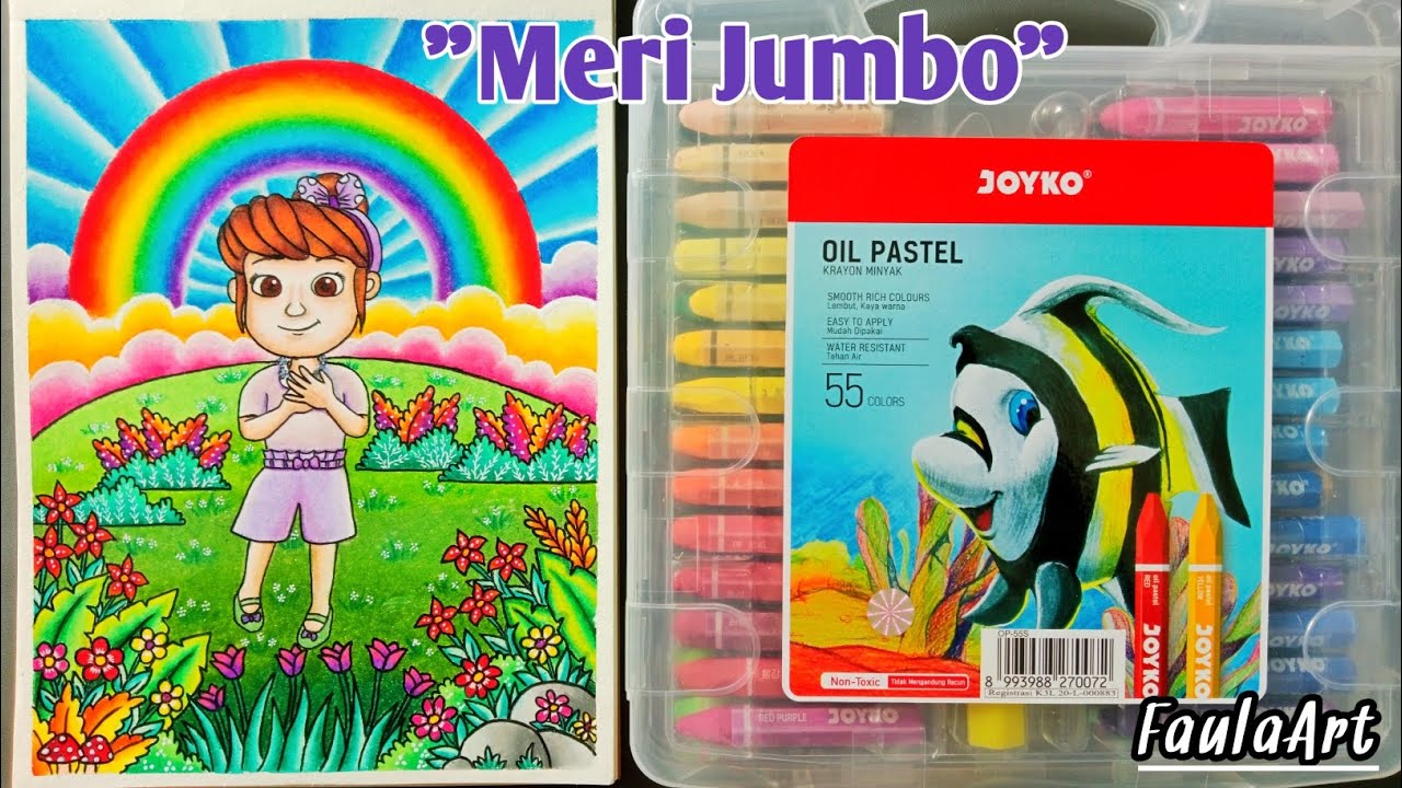 Mewarnai Gambar Meri Karakter Jumbo Dengan Oil Pastel | Crayon