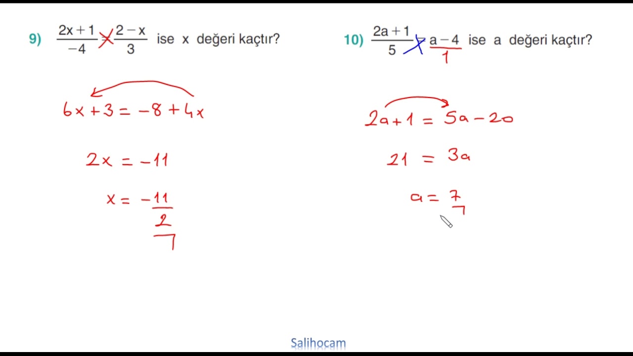 En Temelden Matematik Ders 5 ( İçler Dışlar Çarpımı - İki Bilinmeyenli Denklem Çözümü