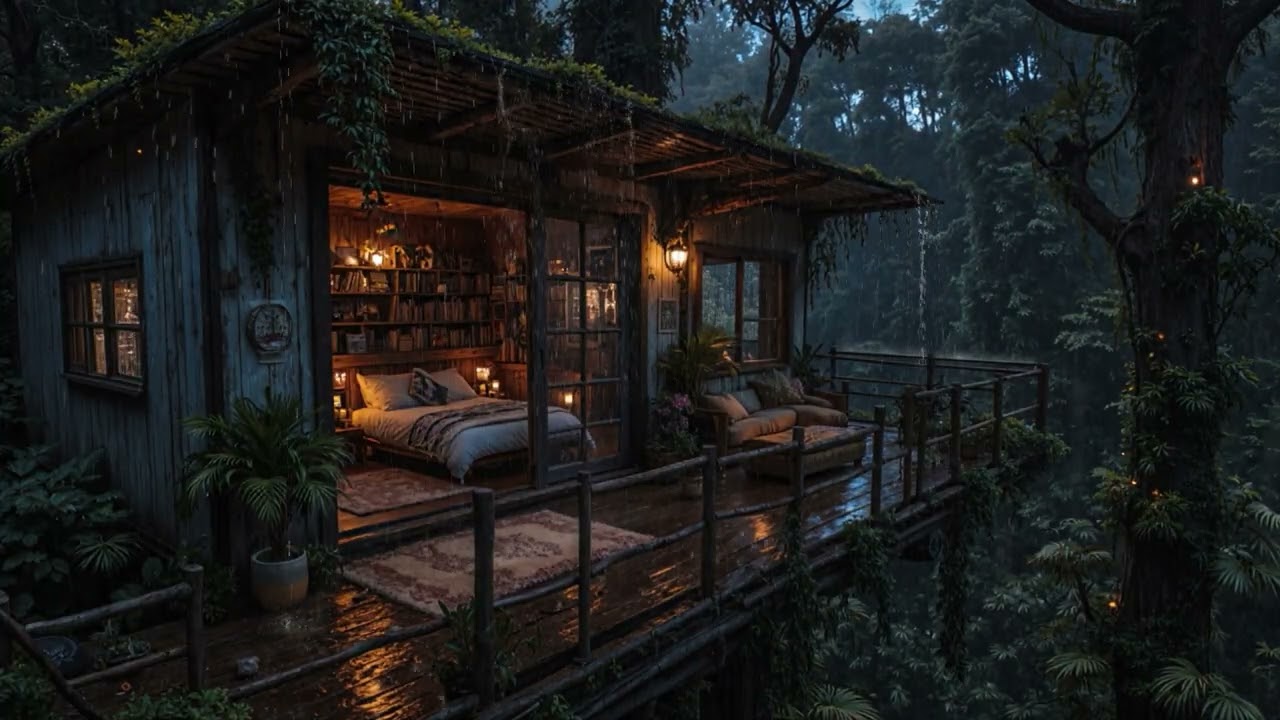 Slow Night Rain Surrounding a Hidden Woodland Cabin 🌧️🌲 | Deep Sleep Ambience