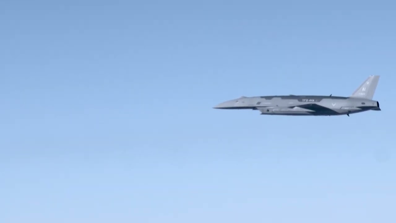 YFQ-44A Collaborative Combat Aircraft fires a Missile over the Mojave