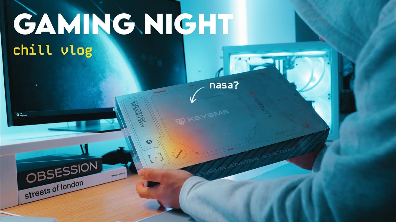 ☁️🎮 gaming vlog on a rainy night | steam sale, european mall trip, nasa inspired keyboard unboxing