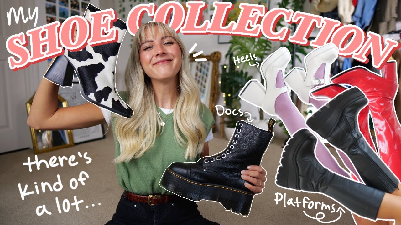 MY SHOE COLLECTION 2021 👢 all my Dr. Martens, new balance, platforms + thrifted shoes!