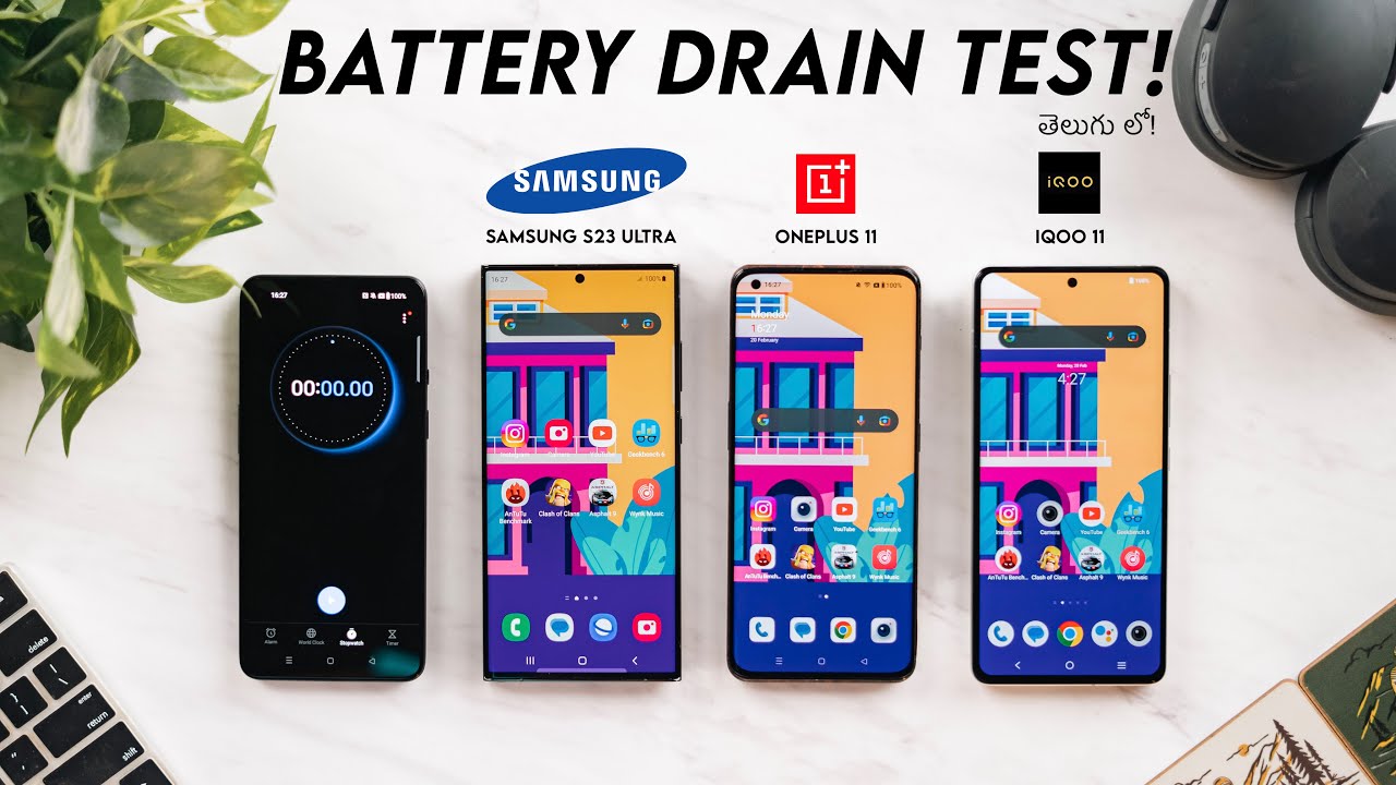 Best Battery Flagship Phone Edhi🔥? - Samsung S23 Ultra Vs OnePlus 11 Vs iQOO 11 Battery Drain Test🔥!