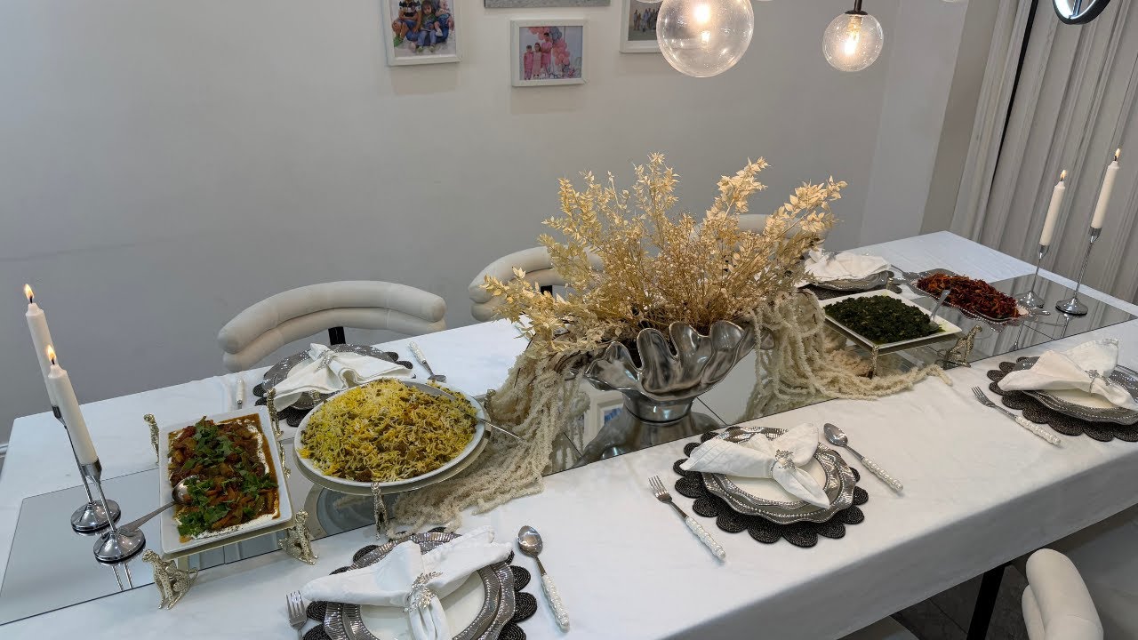 This is how I made a delicious dinner for my family with a silver themed table.
