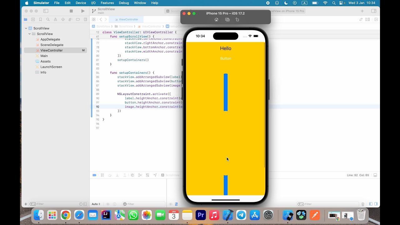 How to make a StackView inside a ScrollView Programmatically with Auto Layout (Swift 2024, UIKit)