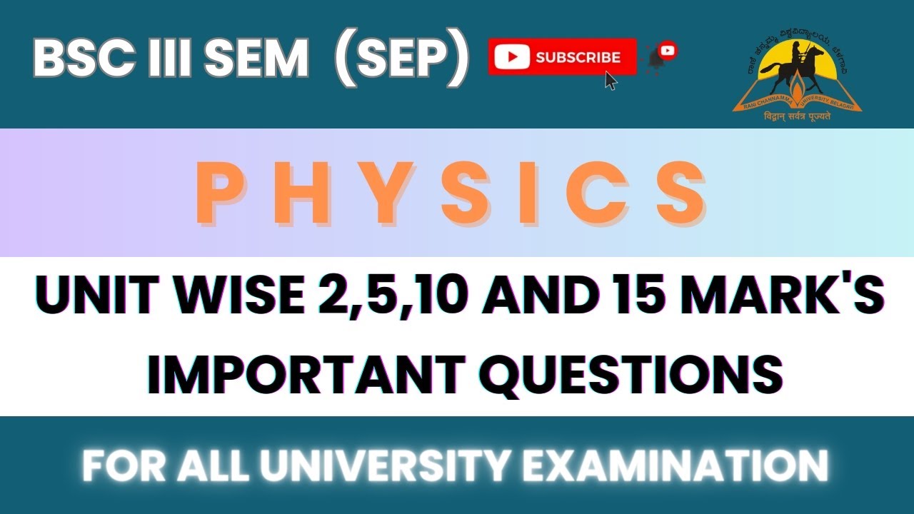BSc 3rd Semester Physics Important Questions | Unit-Wise 2, 5, 10 & 15 Marks | 2025-26 