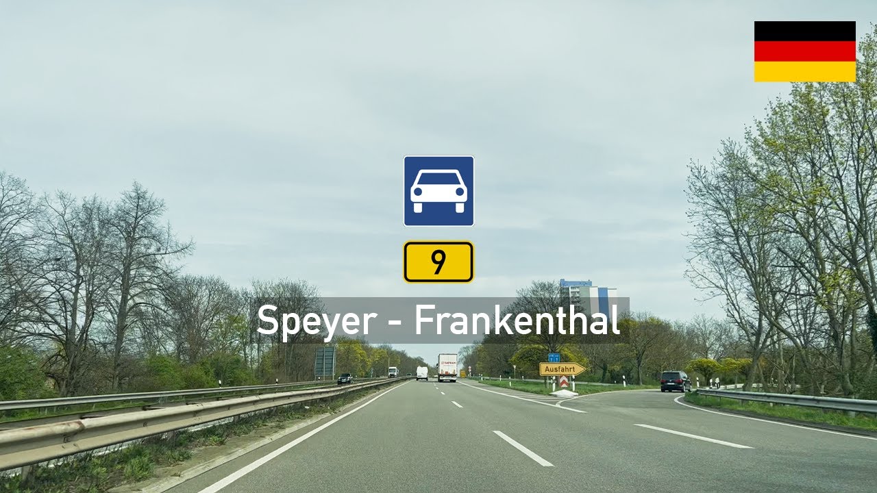 Driving in Germany: Bundesstraße B9 from Speyer to Frankenthal