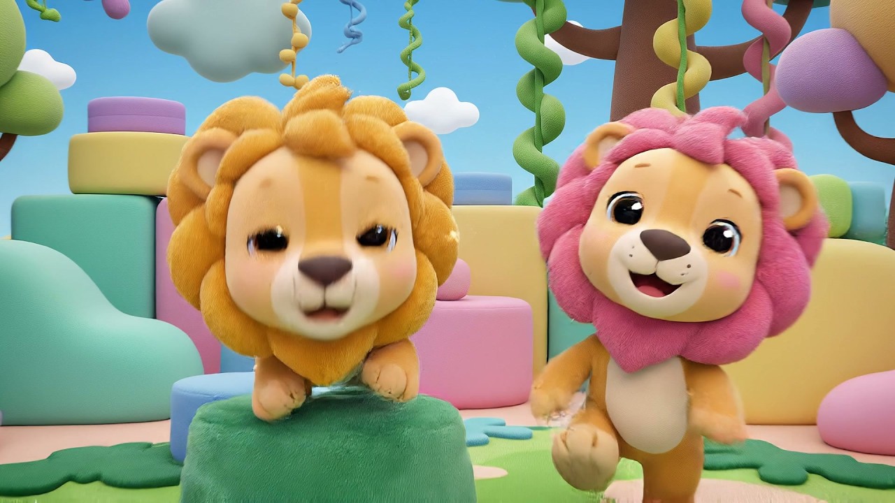 Tres Pequeños Leones de Juguete Pisotean Pisotean | Canciones de la Sabana y Animales