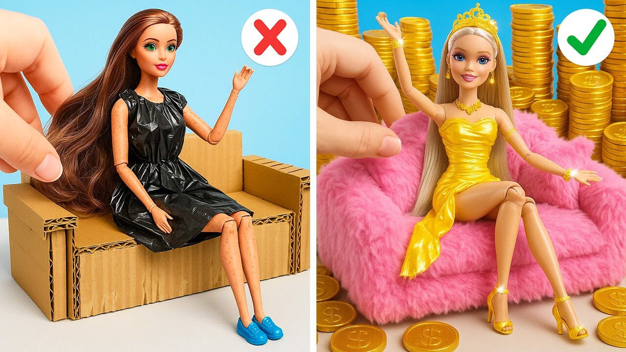 UBOGA VS BOGATA BARBIE &ndash; METAMORFOZA! Całkowita przemiana i projekty z lalkami od 123 GO!