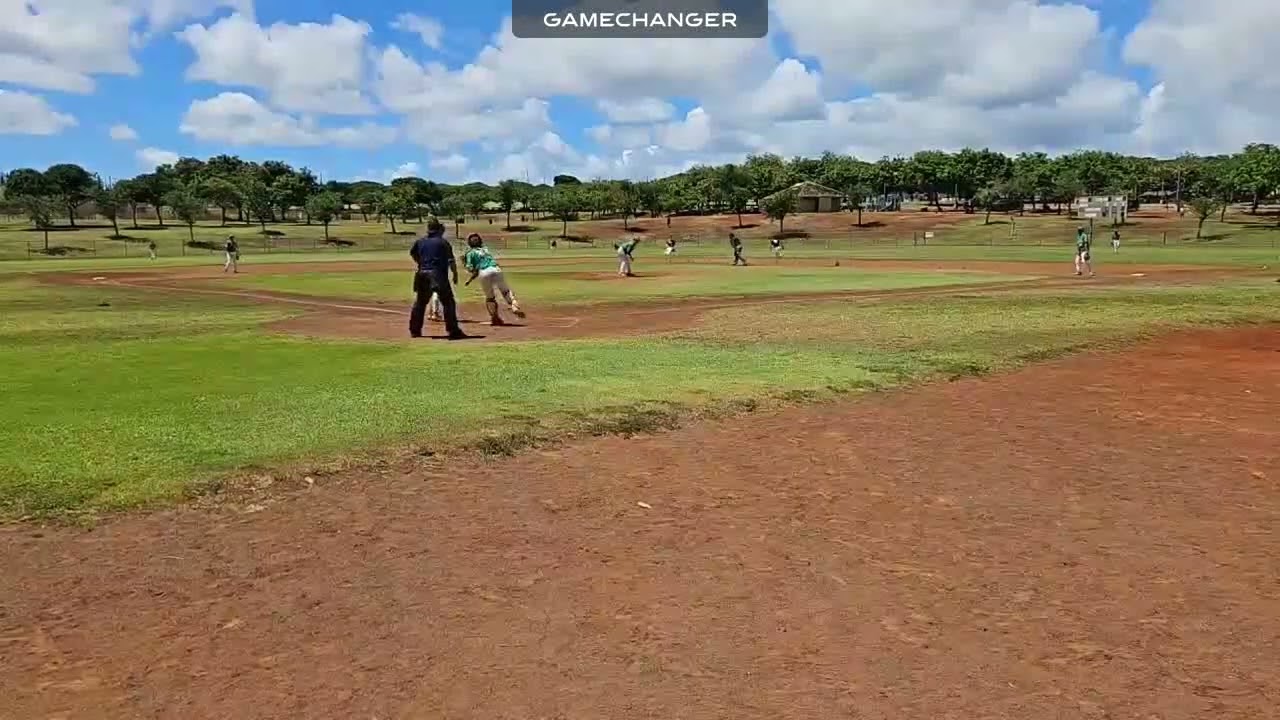 Eric Proctor, AWTB,  stolen base and third base Ona. throwing error vs. Mexico Verde.  Oahu, Hawaii