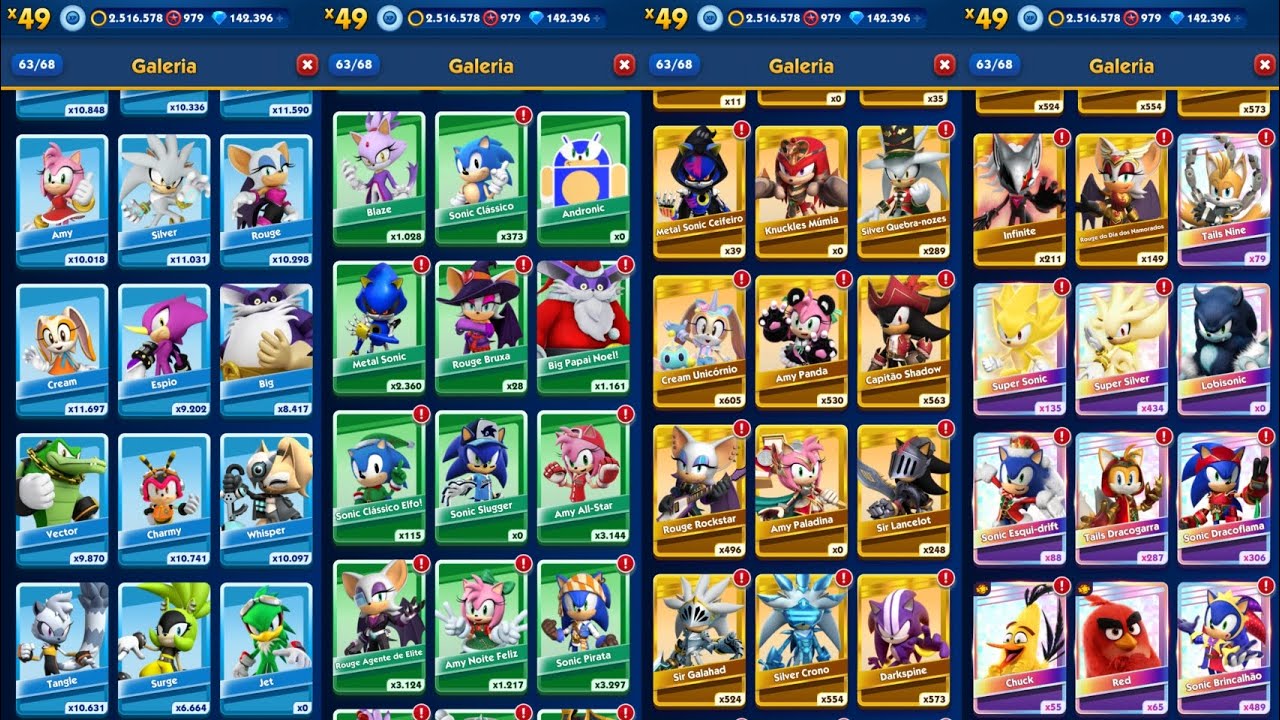 Todos os personagens que eu já peguei no Sonic Dash!!! Update
