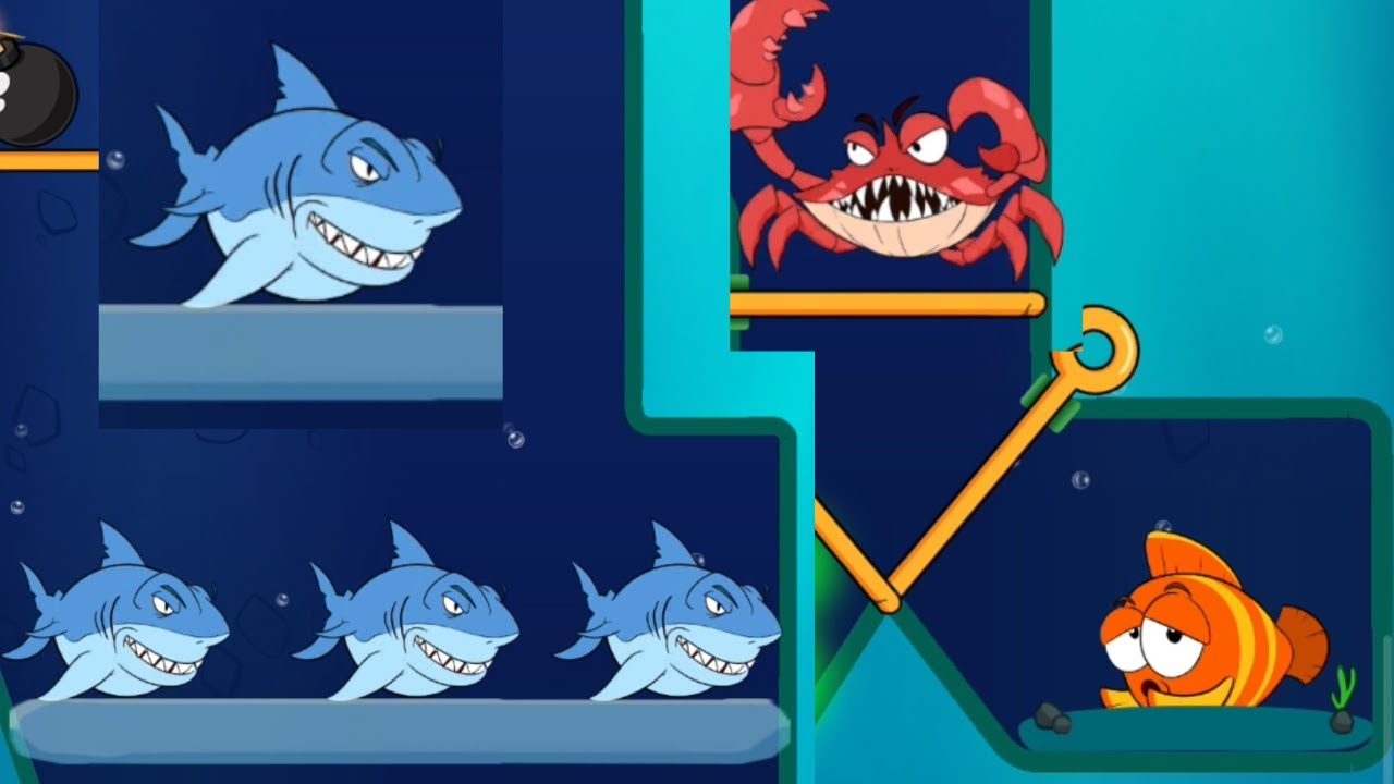 save the fish / pull the pin level mobile game puzzle game / save fish pull the pin android game