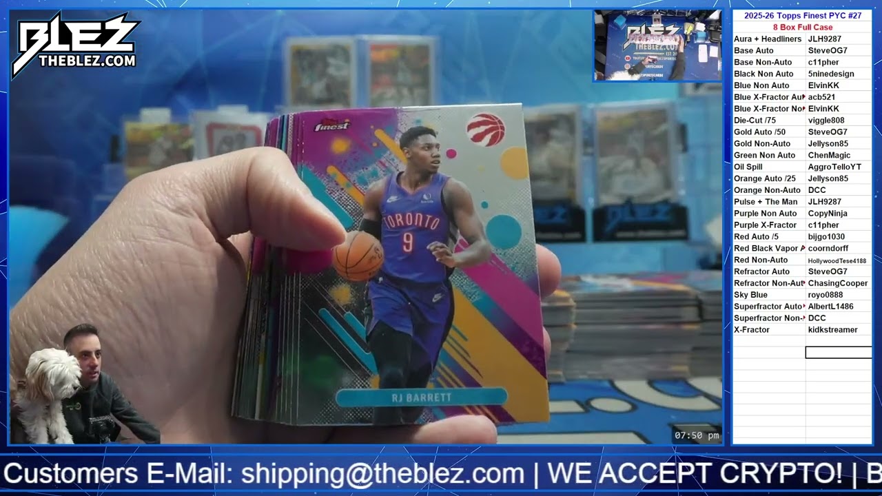 2025-26 Topps Finest Hobby NBA 8 Box Full Case Break #27 Pick Your Color