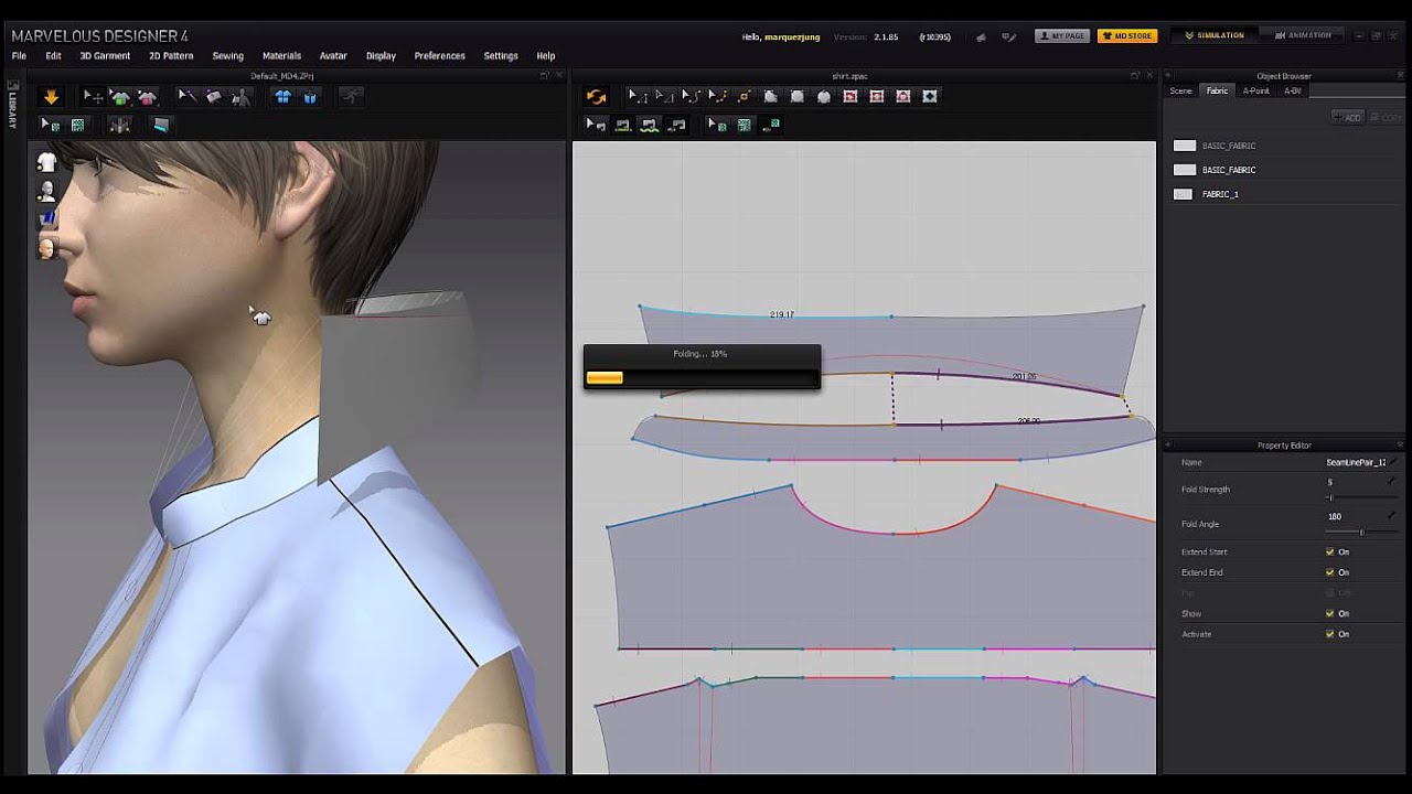 Marvelous Designer Man's White Shirt Sewing: 마블러스 디자이너 와이셔츠 바느질