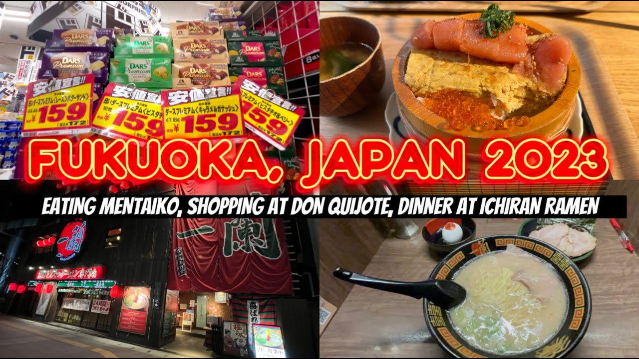Fukuoka 2023 🇯🇵❄️ Vlog | Eating mentaiko at Uoden, shopping at Don Quijote, Ichiran Ramen dinner
