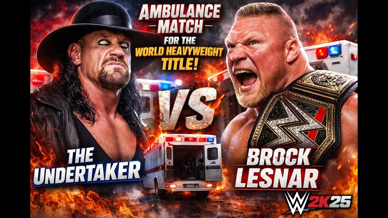 The Undertaker vs Brock Lesnar | Ambulance Match for World Heavyweight Title | WWE 2K25