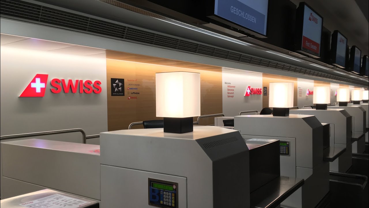 SWISS Terminal at Zürich Airport: Tour through the newly designed Check-in area during calm evening