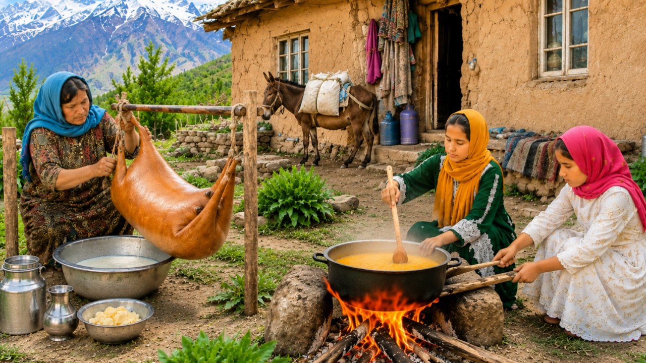 Hard Rural Life in Afghanistan | Traditional Butter Making, Fresh Buttermilk & Village Cooking