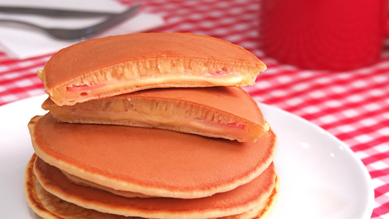 Tortitas Americanas Rellenas de Bacon Queso y Jamón | Hot Cakes | Pancakes