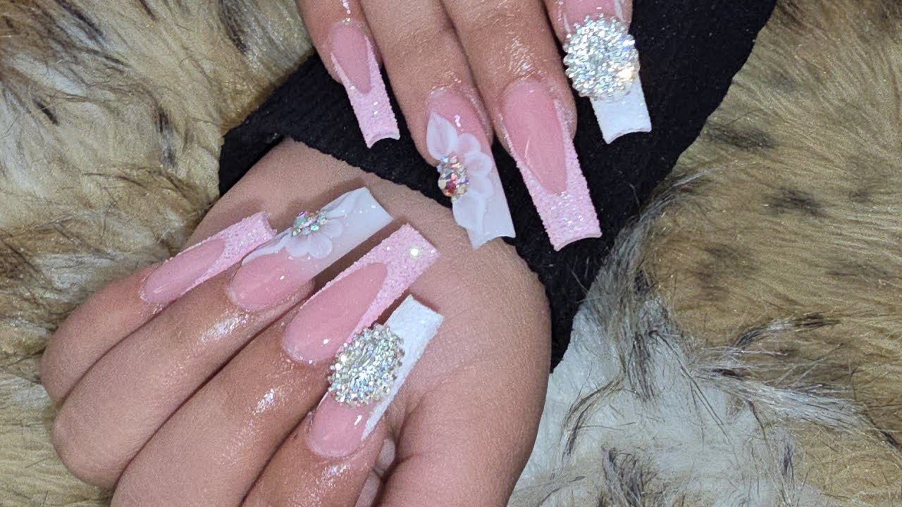 Diseño para Quinceañera (Uñas Acrílicas efecto Azúcar)