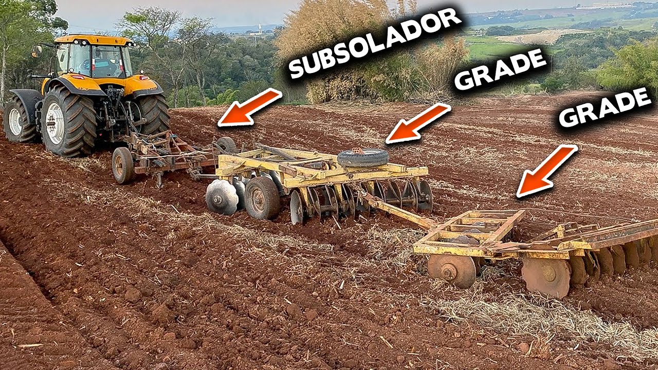 TRATOR DE 230CV PUXANDO TRÊS IMPLEMENTOS JUNTOS  | VALTRA T230 CVT