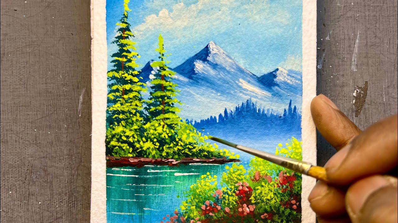 Mini Gouache Landscape Painting | Satisfying Art Process