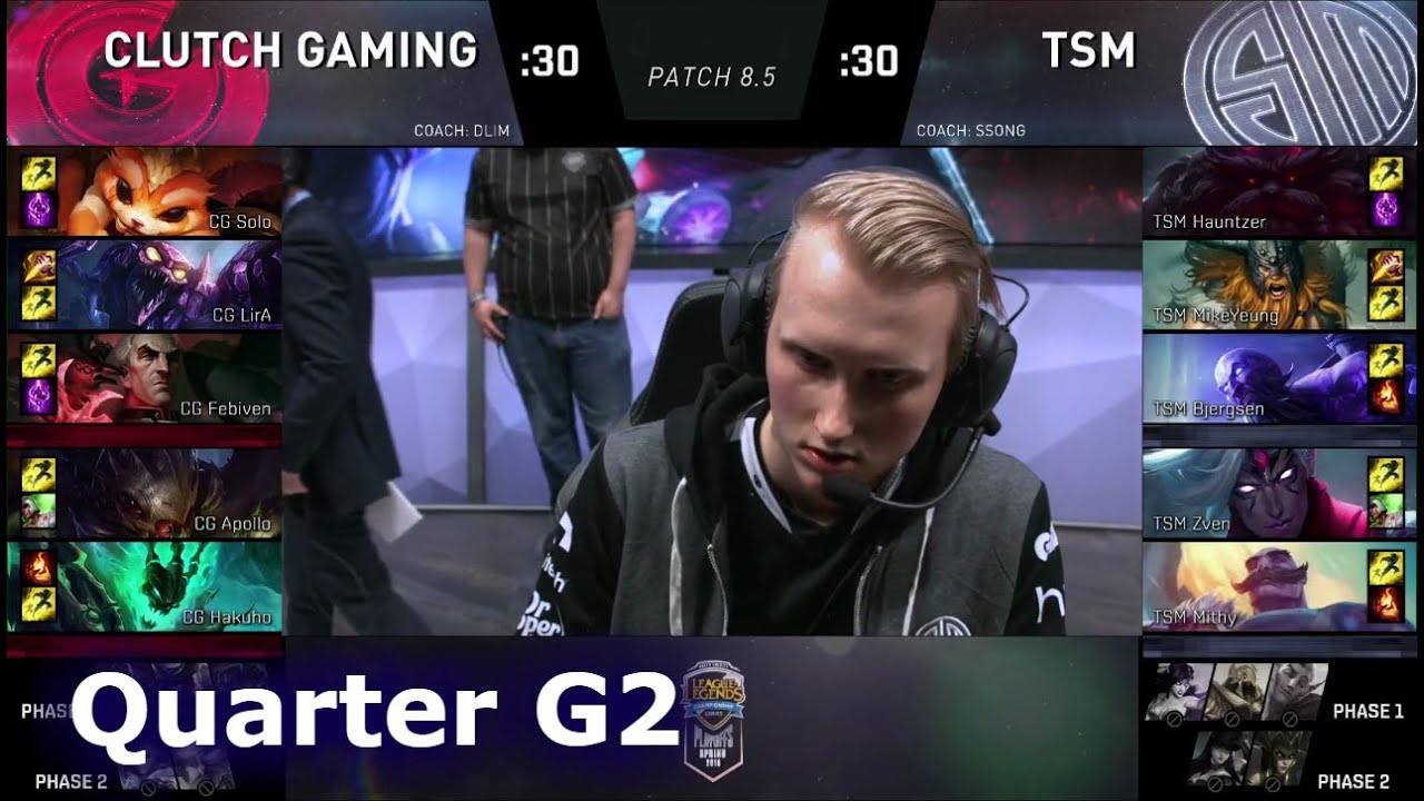 TSM vs Clutch Gaming | Game 2 Quarter Finals S8 NA LCS Spring 2018 | TSM vs CG G2