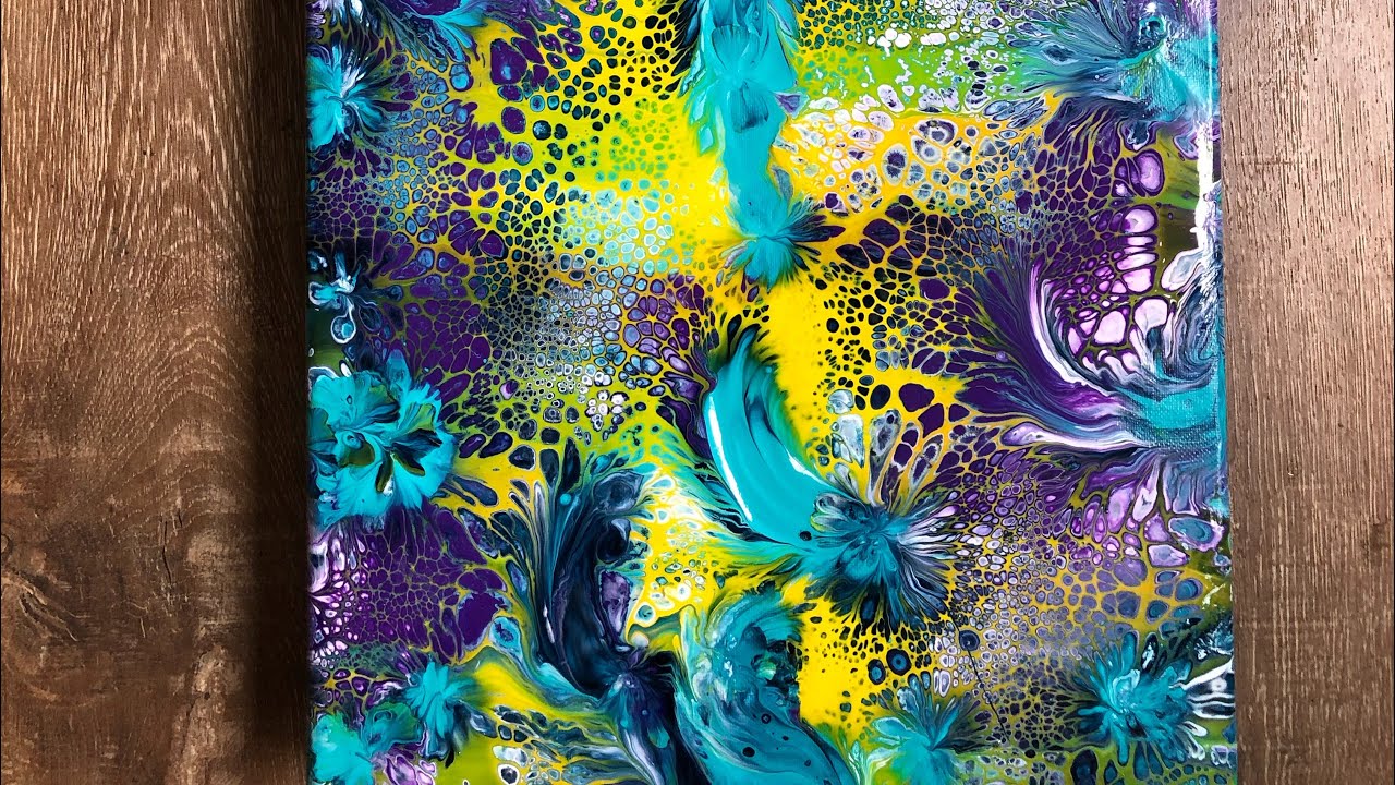 Stunningly beautiful curly pour and centre swiped/ mont Marte paints for amazing results