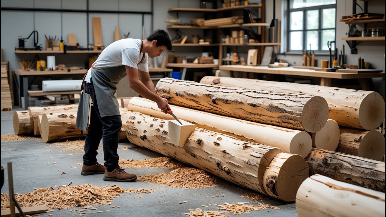 Unbelievable! Making a Super Strong Table From Log Rounds | A Craftsman's Unique Build