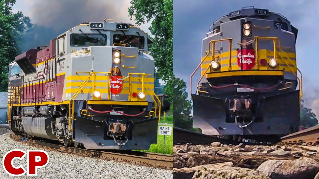 CP SD70ACU Heritage Unit Runs Over Camera on Sharp Curve!