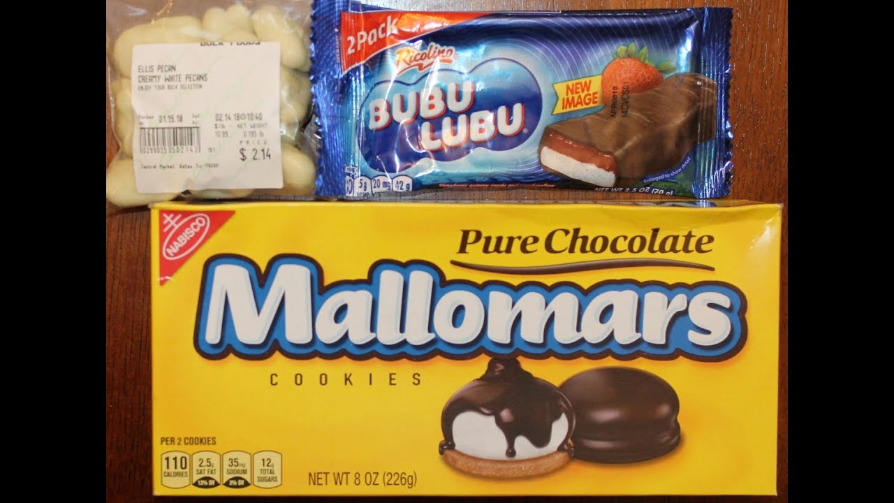 Nabisco Mallomars, Ellis Creamy White Pecans & Ricolino Bubulubu Review