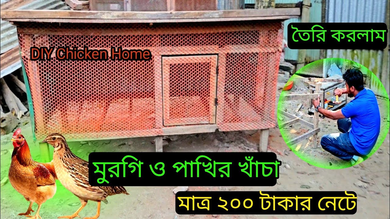 DIY Chicken Home মুরগী ও কোয়েল পাখির খাঁচা তৈরি করলাম ২০০ টাকার নেটে Poultry Cage Making