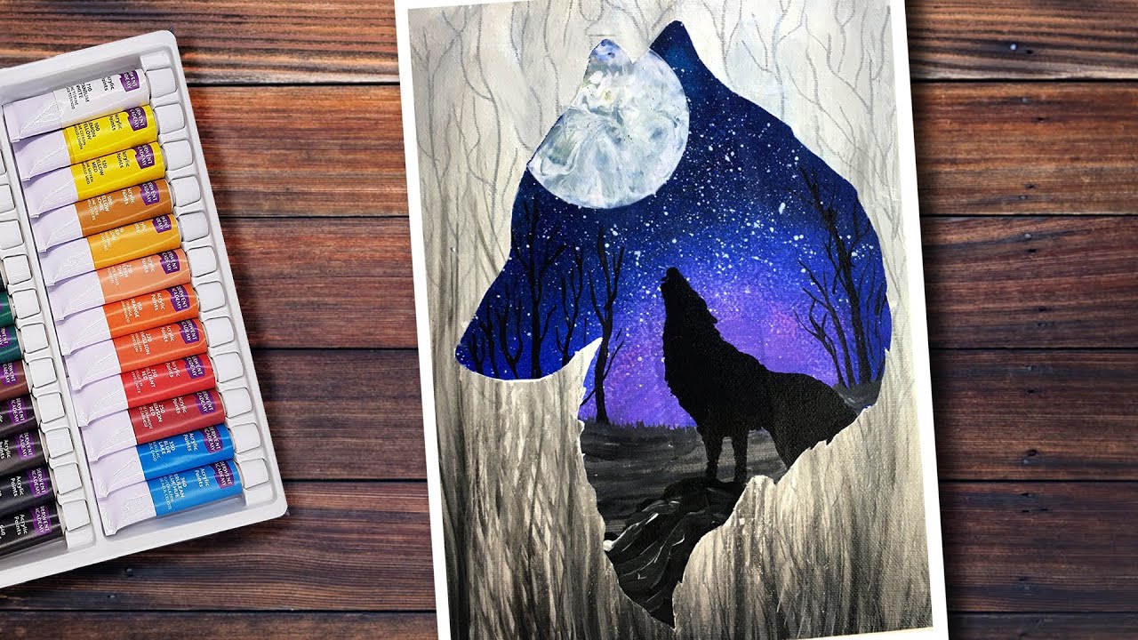 Double exposure painting, Easy Double Exposure Painting Ideas, Easy Painting Ideas For Beginners