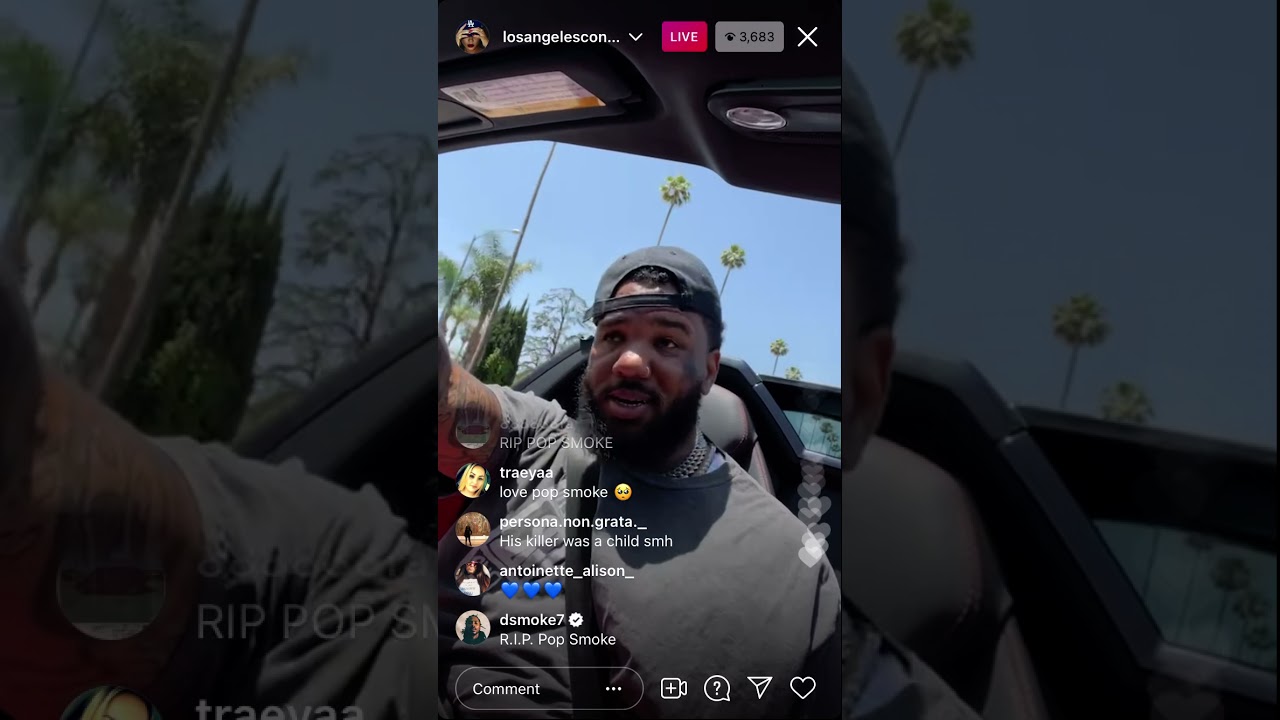 Rapper The game Losangelesconfidential  plays pop smoke music on ig Live