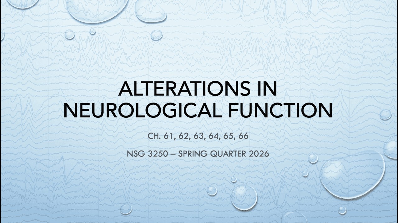 Unit 5 Alterations in Neurological Function