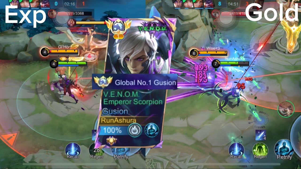 GOLBAL GUSION MID LANE BEST ROTATION AND BEST BUILD | Mobile Legends