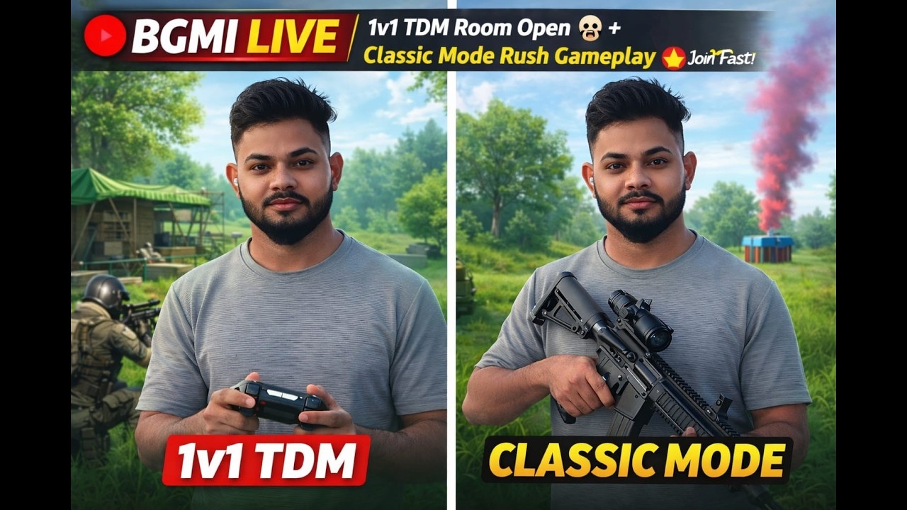 🔴 BGMI LIVE | 1v1 TDM Room Open 💀 + Classic Mode Rush Gameplay 🔥 Join Fast! #bgmi #shivaxlive