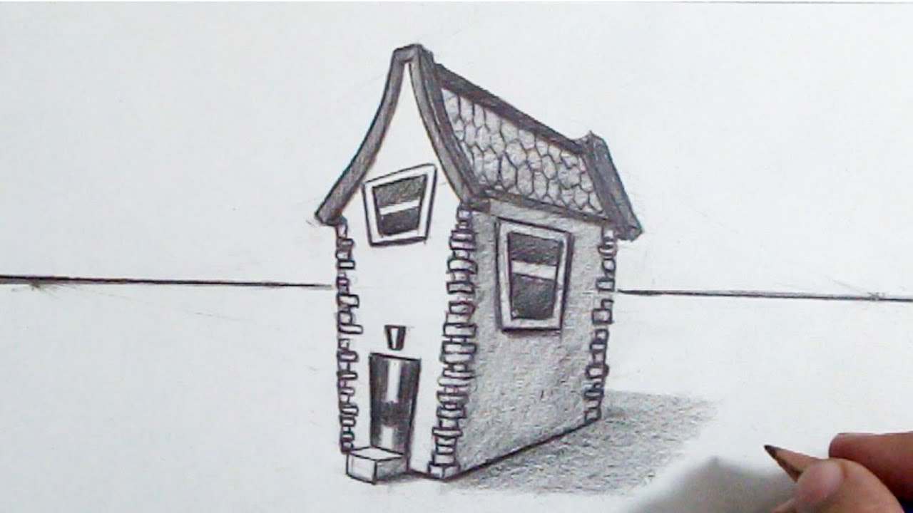 How to draw a fantasy house in 2 point perspective