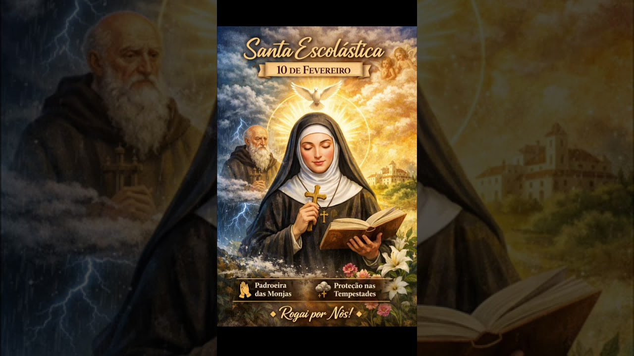 Hoje celebramos Santa Escolástica  Irmã de São Bento #SantaEscolastica #SantoDoDia  #MusicaCatolica 