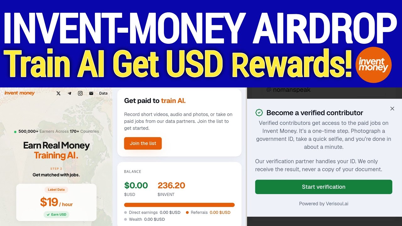 🚀 Invent Money Airdrop (4M Funding) | Train AI & Earn USD Rewards | Full Step-by-Step Tutorial