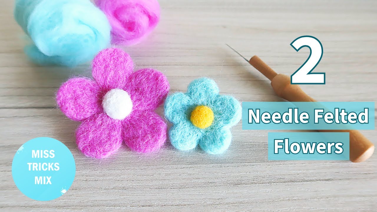 Needle Felted Flowers For Beginners | 2 Different methods | Felt Crafts | Needle Felting Craft.
