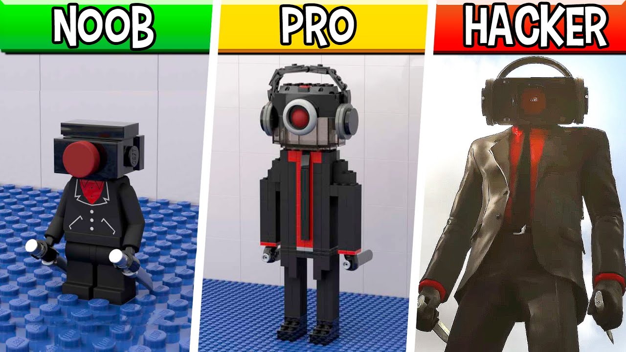 LEGO Black Speaker Man : Noob, Pro, HACKER! / (Skibidi Toilet)