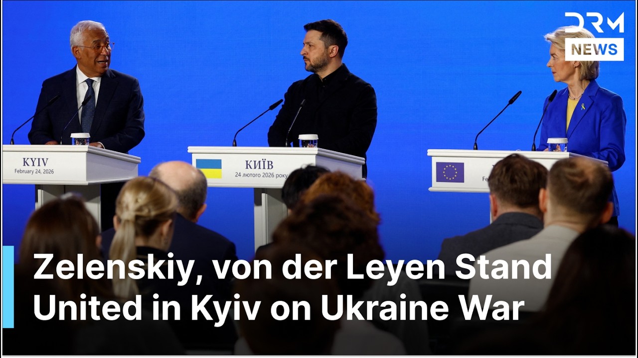FULL PRESSER: Zelenskyy, EU's von der Leyen & Costa Speak on 4th Anniversary of Ukraine War | AC1G
