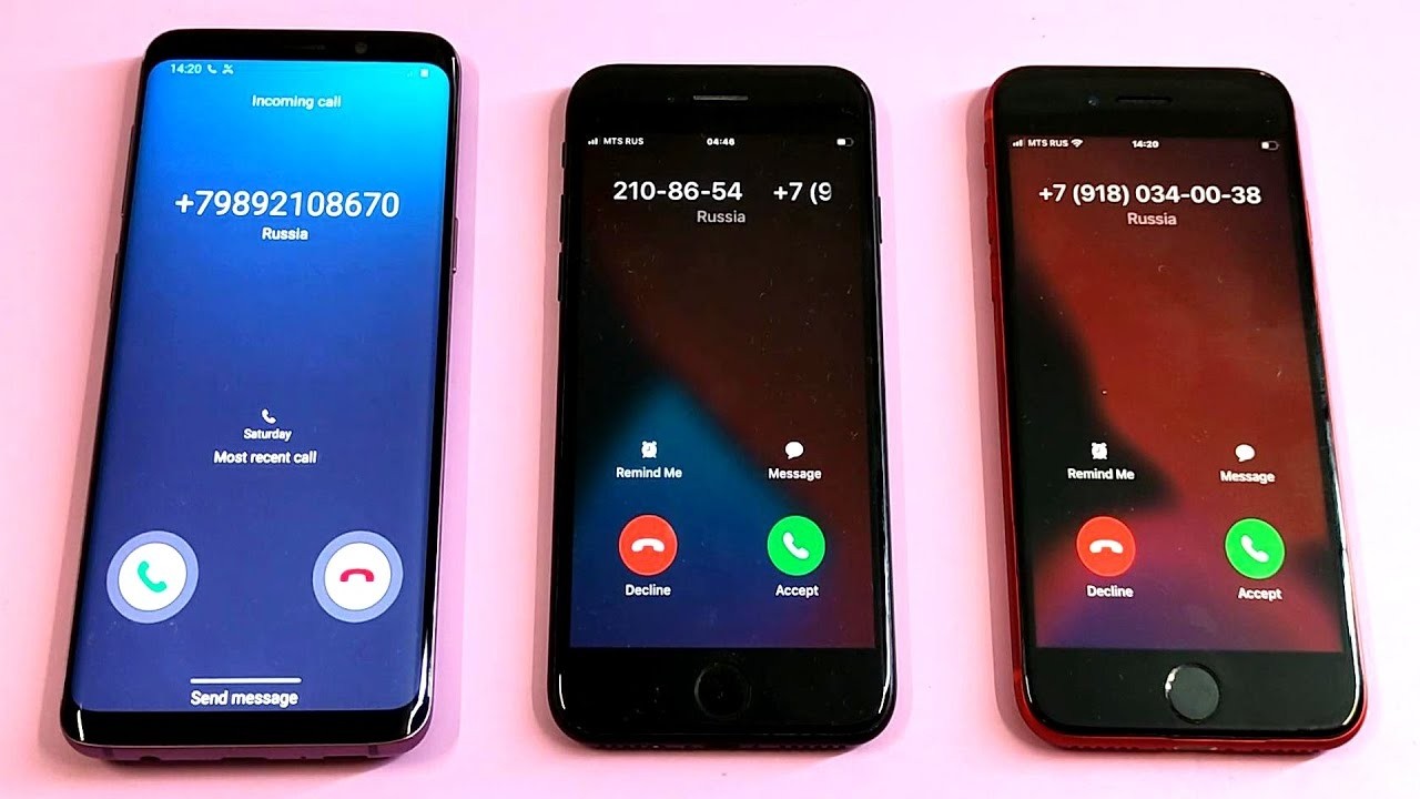 Samsung Galaxy S9 vs iPhone 7 vs iPhone 8 incoming call & outgoing call