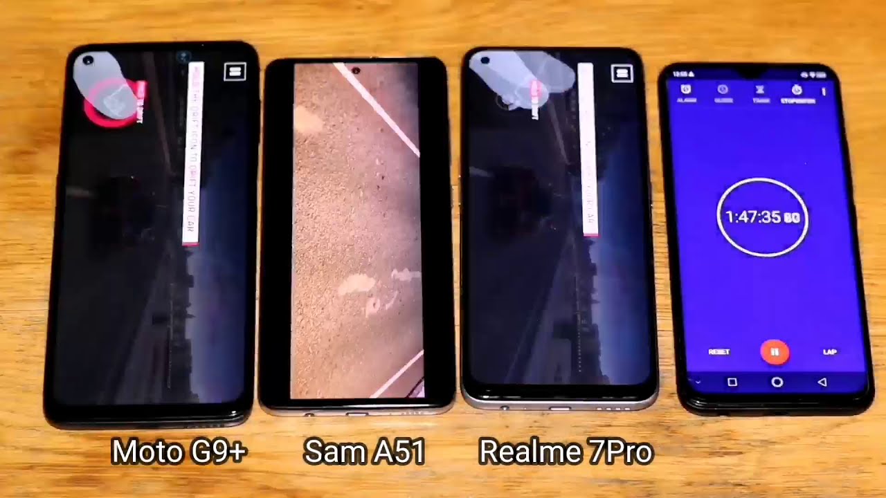 Battery Drain Test Moto vs G9 Plus vs Sam A51 vs Realme 7 Pro